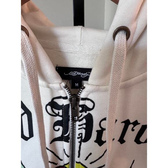 Ed Hardy 3 Hearts Cropped Hoodie NWT Medium - Picture 3 of 4